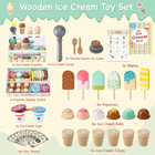 Wooden Ice Cream Toys For Kids Pretend Play Kitchen Food Toys With Scoop   Menu 