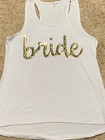 Womens Bride Tank Top Size Large White Sleeveless Sequin Bride Wedding Top