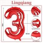 Red Number Balloons 40 Inch Large 3 Foil Mylar Helium 0-9 Self Inflating