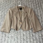 Lane Bryant Women s Size 18 Beige Cropped Blazer Tailored One Button Jacket