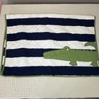 Pottery Barn Kids Stripe Alligator Baby Crib Toddler Bed Quilt Blue White Green