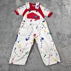 Vintage Oshkosh Bgosh Overalls 2t Paint Splatter Aop Usa Red Matching Top 90s