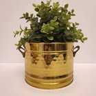 Vintage Bristol Brass Gold Handled Round Tub Planter Made In Usa 6 5 