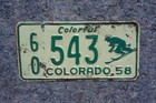 1958 Colorado Skier License Plate