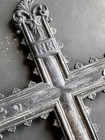 Antique Cast Iron Gothic Inri Wall Cross Crucifix 5    X 9    Religious Decor