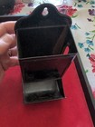 Vintage Antique Match Stick matchbox Holder Tin Metal Wall Mount