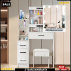 10 Led Lighted Sliding Mirror Vanity Makeup Table Dressing Desk Set White Moeden