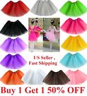 Adult Toddler Kid Solid Color Tutu Skirt Ballet Dress Girls 3 Layer Petticoat