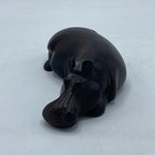 Hand Carved Wooden Hippo Hippopotamus Laying Down Sleeping Ornament