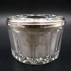 Towle Sterling Silver Embossed Top Crystal Vanity Dresser Jar Anna Hutte Vintage