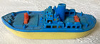 Vintage Renwal No 139 Blue   Yellow Boat Freighter Ship With Wheels