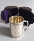 Attractive   Cased   Antique Solid Silver Christening Mug     G   U    Lon  1872