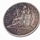 1896 5 Republic Of Guatemala Un Peso 0 900 Silver Coin - Overdate Variety - Rare