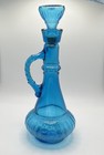 Vintage 70s Mcm Glass Genie Bottle Decanter Aqua Blue Jim Beam Empty Mid Century