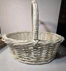 Large Vintage Splint Wood Wicker Woven Gathering Storage Handled Basket 15 