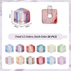 1box About 420pcs 12 Color Transparent Baking Paint Glass Beads Cube Mixed Color