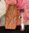 Vintage Harders Hawaii Carved Hawaiian Wood Flower Bud Perfume Holder W vial