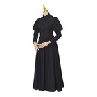 Black Medieval Renaissance Dress Gothic Edwardian Victorian Ball Gown Civil W   