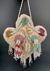 Victorian Native American Iroquois Whimsey Wall Pincushion Heart 9    Raised Beads