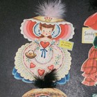 6 Vintage Hallmark Die-cut Paper Dolls Of Nations Cards Feathers Signed