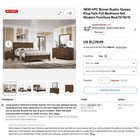 New 4pc Brown Rustic Queen King Twin Full Bedroom Set Modern Furniture Bed d m n