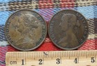 2 Bronze Canada New Brunswick Large Cents  1861  1864  Victoria One Cent  Km 6