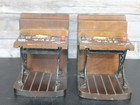 Vintage Style School Desk Bookends Pair  school Daze  Wood   Cast Iron Look