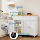 Kitchen Island With Drop Leaf  Rolling Kitchen Cart With Storage On Wheels  Tabl