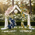 Lanlong 5ft Gold Round Wedding Arch Stand 4 Tier Metal Flower Arch Frame For