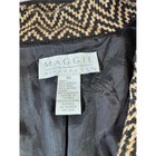 Maggie Mcnaughton Womens 1x Blazer Jacket Chevron Knit Wool Blend Tan Blk Vntg