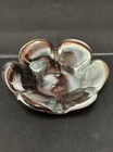 Curved Art Glass Ashtray Candy Dish Purple Amethyst Swirl Trinket 6 25    Catchall
