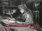 Student Doing Homework Cat   Dog  1890s Antique Print Teacher Home Schooling
