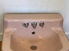Vintage Mid Century Cast Iron Pink Porcelain Bath Wall Sink Kohler 1950s