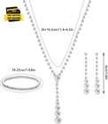 Women Jewelry Set Silver Necklace Earrings Bracelet Rhinestone Crystal Bridal We
