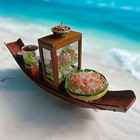 Miniature Wooden Boat Noodle Shop 1 12 Scalethai Floating Market D  cor Gift
