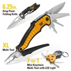 Cat 3 Piece 9-in-1 Multi Tool  Folding Knife And Lighted Key Chain Multi Tool