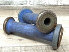 Vintage Pair 5  Blue Wooden Industrial Tuffa Textile Bobbin Spool Sewing Crochet
