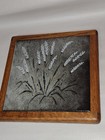 Large Vintage Wood Frame Tile Trivet Wheat Grass Gray   Blue 9 5   9 5 