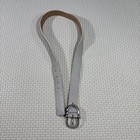 Vera Pelle White Genuine Leather Belt Silver Tone Buckle Made In Italy