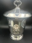 Heavy Vintage Silverplate Lion Head Ring Handle Champagne Ice Bucket 9 5 