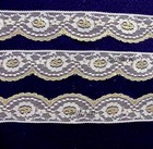 Vintage Lace Trim 2 Inch Wide White Metallic Gold Festive 8 Yards Lot 78