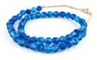 Aqua Swirl Recycled Glass Beads 11mm Ghana African Sea Glass Blue Round Handmade