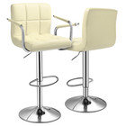 Set Of 2 Bar Stools Swivel Modern Adjustable Kitchen Height Pub Chair W armrest