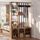 70 86  Modern Room Divider With 2-tier Storage Cubes   Coat Hooks For Entryway