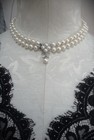 Exquisite Vintage 14k Diamond Clasp  2-strand Ocean Akoya Pearl Choker Necklace 
