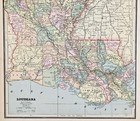 1887 Louisiana Map Authentic  12x10  Parish Townships Railroads Waterways