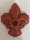 2 Clay Fleur De Lis Red Candle Holder Pair Made In Italy Candle Stick Holder 5x6