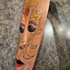 Pair Of Hand Carved   Painted Wooden Wall Masks     Folk Art Faces 21 