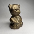 Vintage Brass Teddy Bear Piggy Bank 5 5   