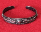 Antique Navajo Coin Silver Repousse Concho Cuff Bracelet